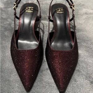 Dune Burgundy Slingback Heels